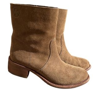 Tory Burch sienna suede bootie in river rock